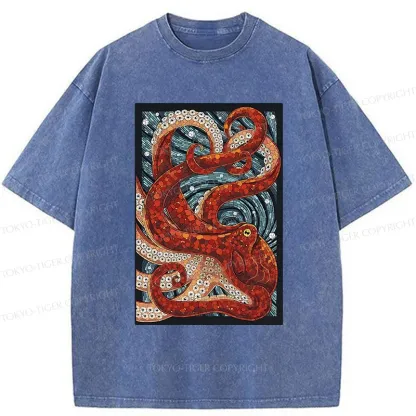 Tokyo-Tiger Colorful Octopus Washed T-Shirt