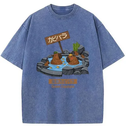 Tokyo-Tiger Onsen Capybara Washed T-Shirt