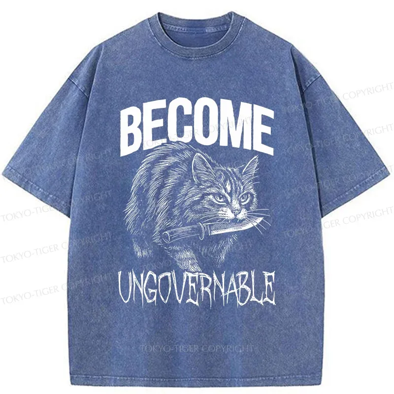 Tokyo-Tiger Uncontrolled Cat Funny Washed T-Shirt Sale