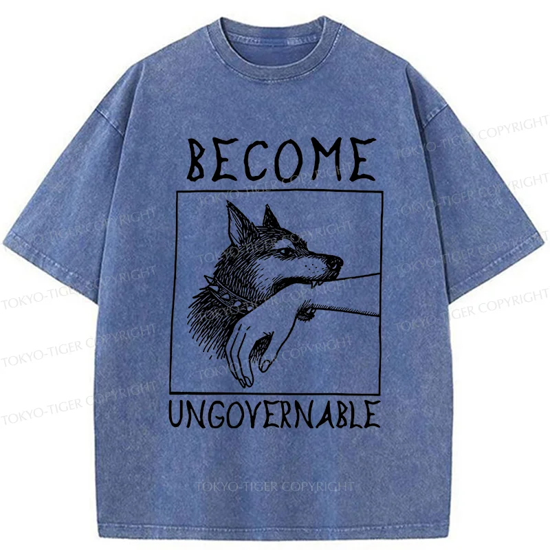Tokyo-Tiger Uncontrolled Dog Washed T-Shirt