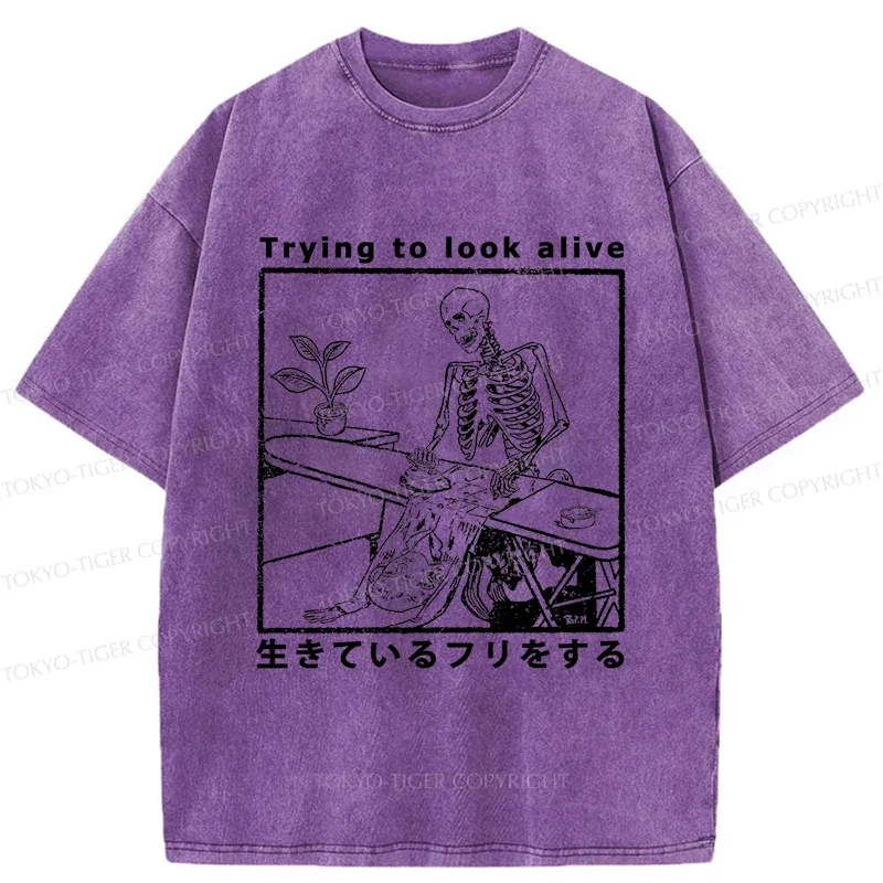 Tokyo-Tiger Ironing Shell Washed T-Shirt