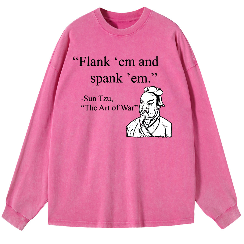 Tokyo-Tiger The Art Of War Funny Washed Long Sleeve T-Shirt