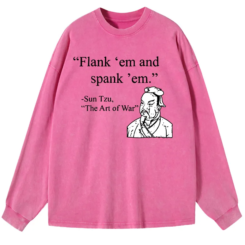 Tokyo-Tiger The Art Of War Funny Washed Long Sleeve T-Shirt