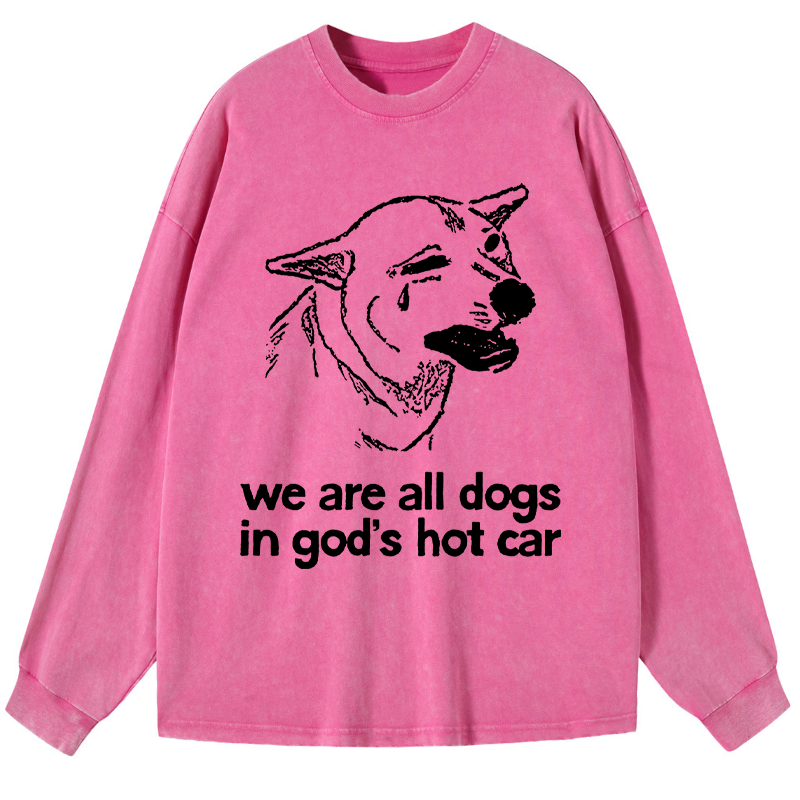 Tokyo-Tiger Sad Dog Funny Washed Long Sleeve T-Shirt