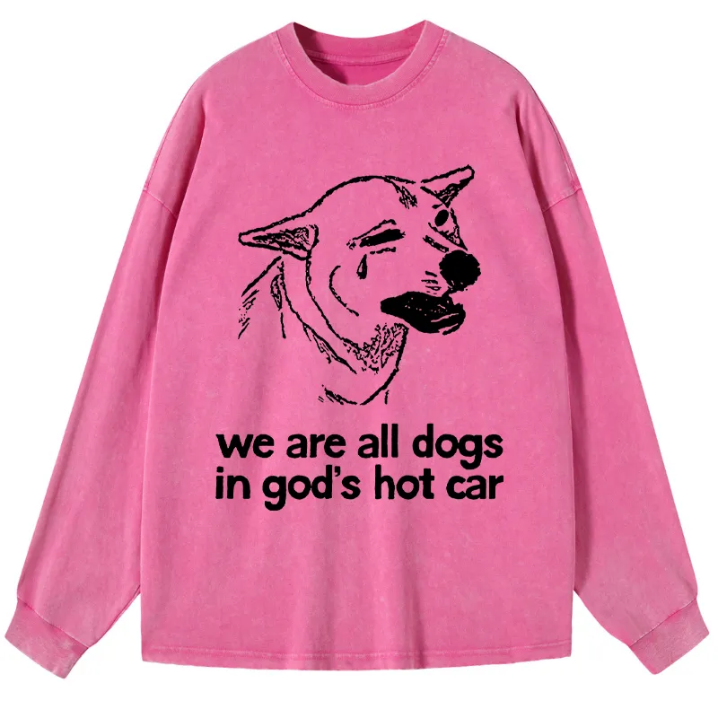 Tokyo-Tiger Sad Dog Funny Washed Long Sleeve T-Shirt