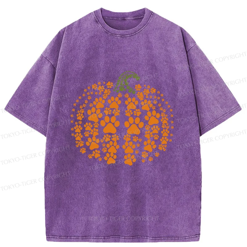 Tokyo-Tiger Cute Pumpkin Washed T-Shirt