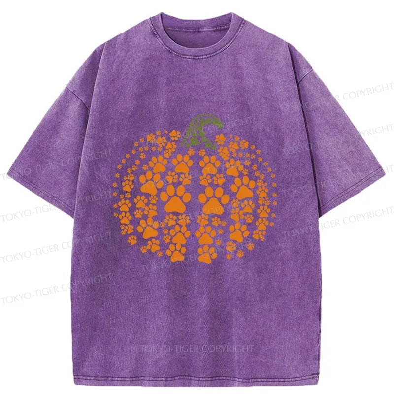 Tokyo-Tiger Cute Pumpkin Washed T-Shirt