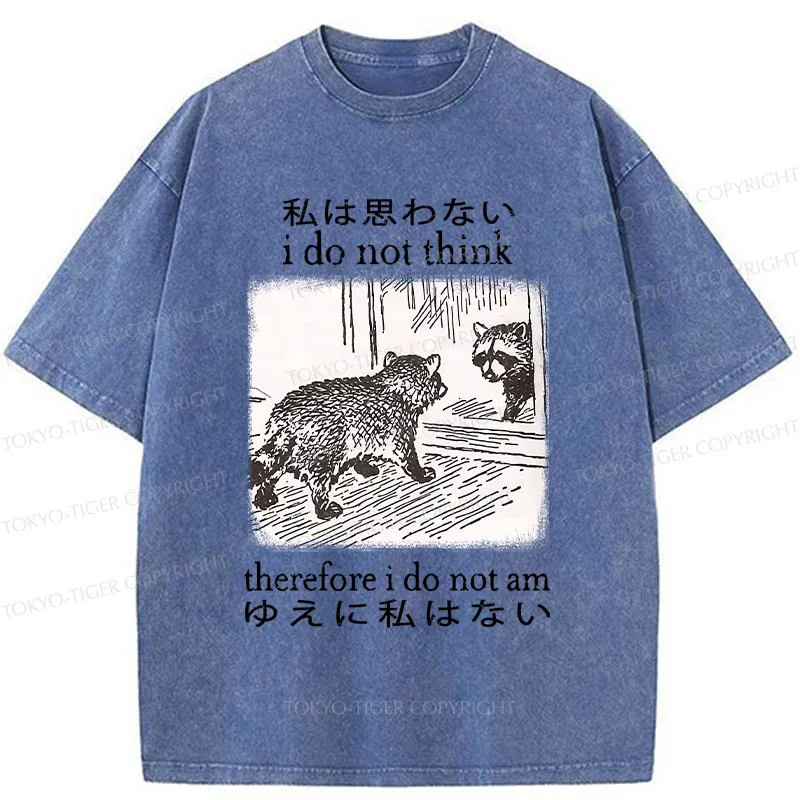 Tokyo-Tiger Raccoon Self-doubt Washed T-Shirt