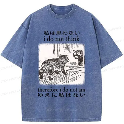 Tokyo-Tiger Raccoon Self-doubt Washed T-Shirt