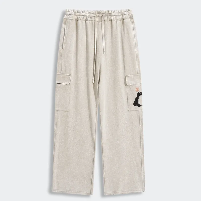 Tokyo-Tiger Matsumoto Hoji Woodblock Print Frog Washed Utility Sweatpants