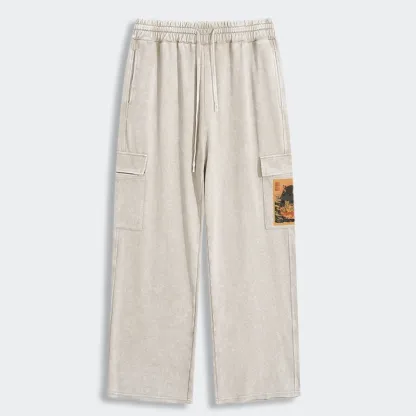 Tokyo-Tiger Moo Deng Eat Ramen Washed Utility Sweatpants