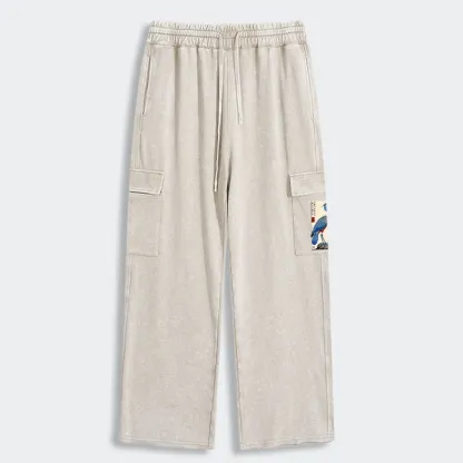 Tokyo-Tiger Colorful Crane Washed Utility Sweatpants