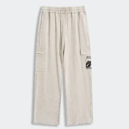 Tokyo-Tiger Cat Biting Arm Washed Utility Sweatpants