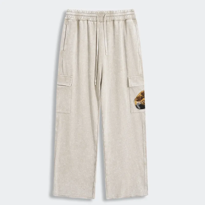 Tokyo-Tiger Coffee Wave Washed Utility Sweatpants
