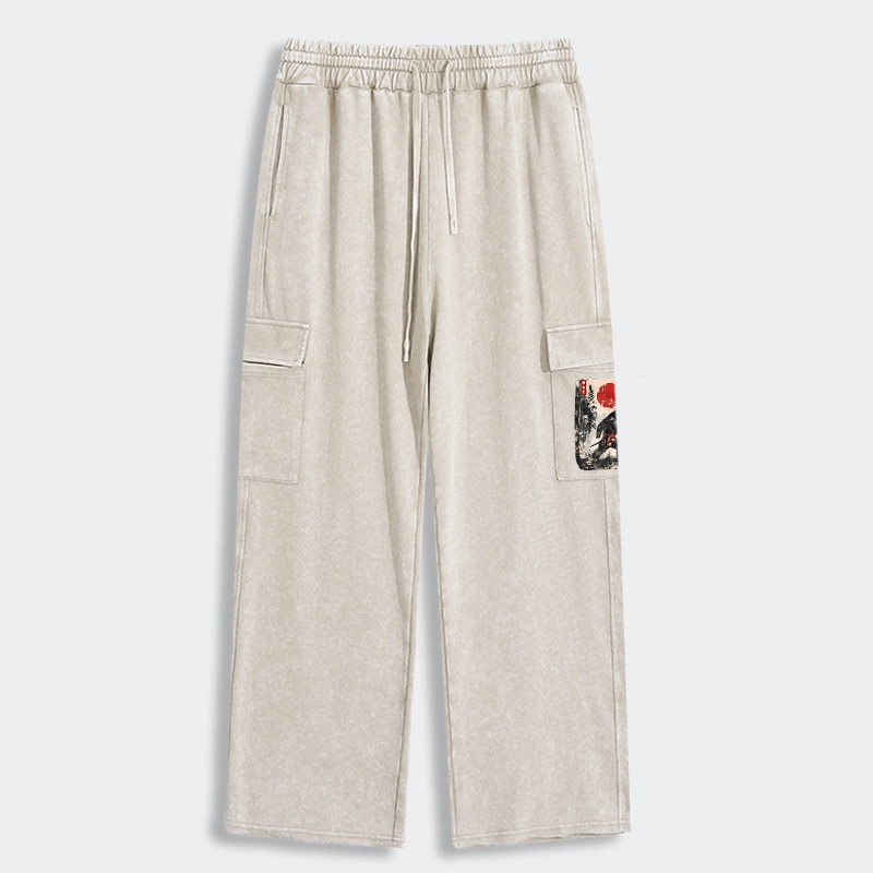 Tokyo-Tiger Japanese Samurai Bigfoot Washed Utility Sweatpants