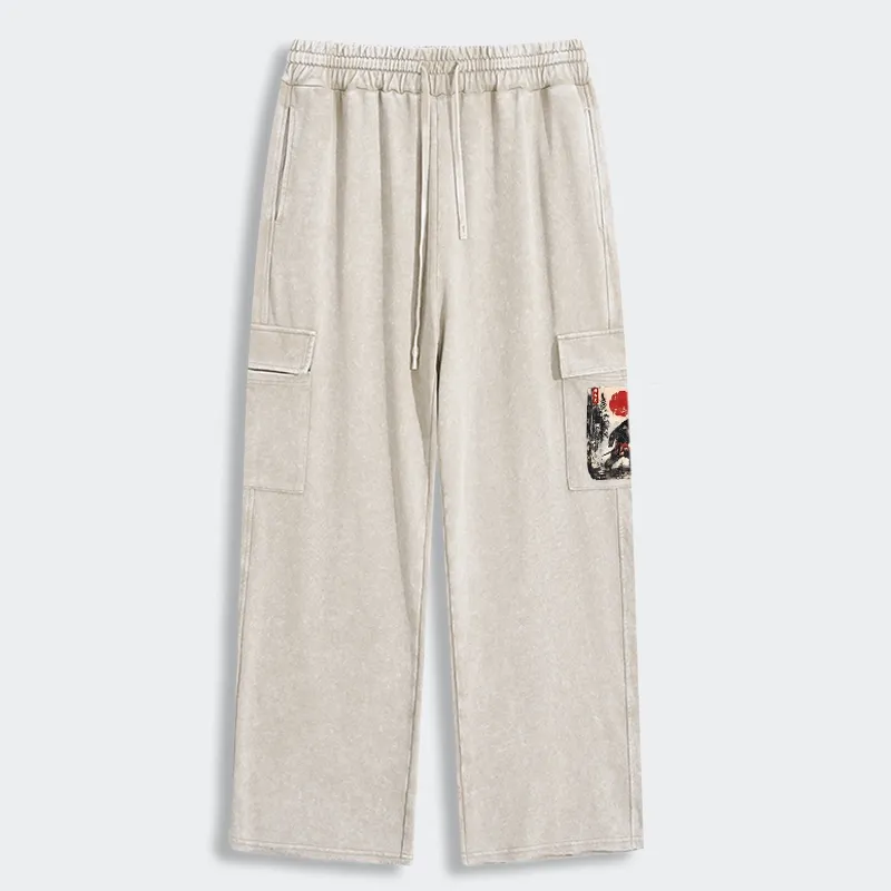 Tokyo-Tiger Japanese Samurai Bigfoot Washed Utility Sweatpants