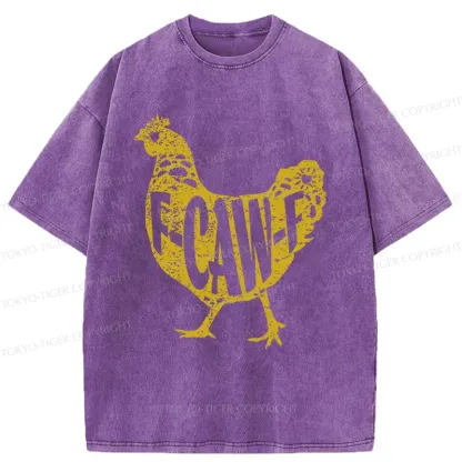 Tokyo-Tiger Cock Crows Funny Washed T-Shirt