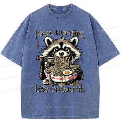 Tokyo-Tiger Raccoon Eating Delicious Ramen Washed T-Shirt