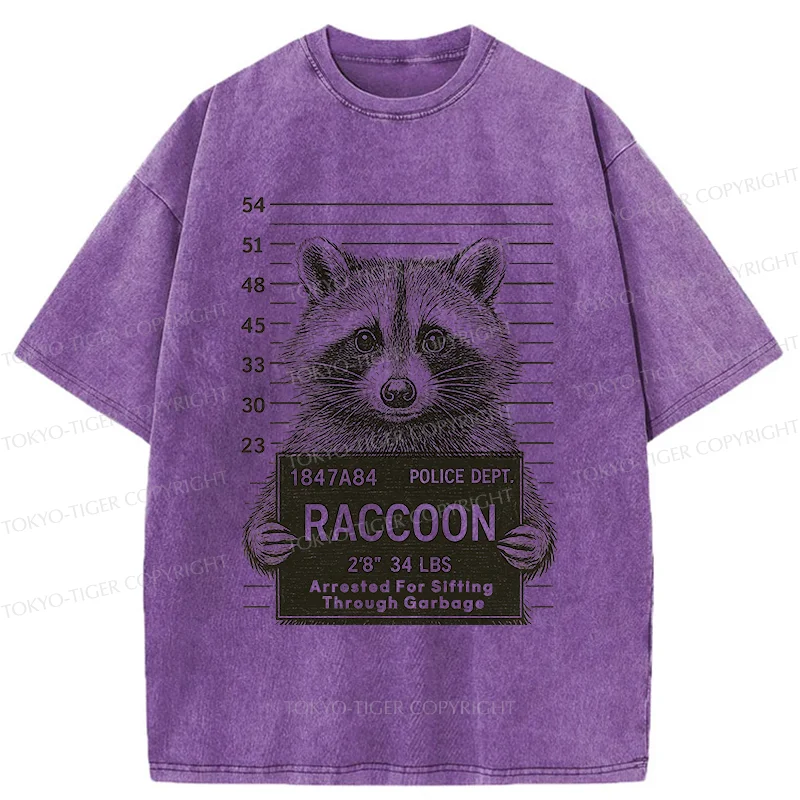 Tokyo-Tiger Arrested Raccoon Washed T-Shirt