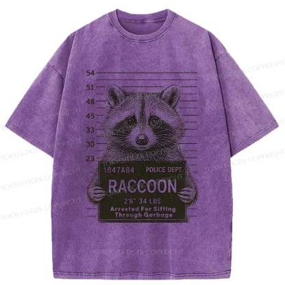 Tokyo-Tiger Arrested Raccoon Washed T-Shirt