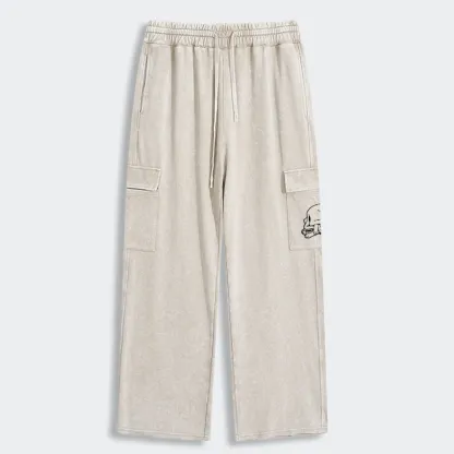 Tokyo-Tiger Funny Cat Eating Fish Washed Utility Sweatpants