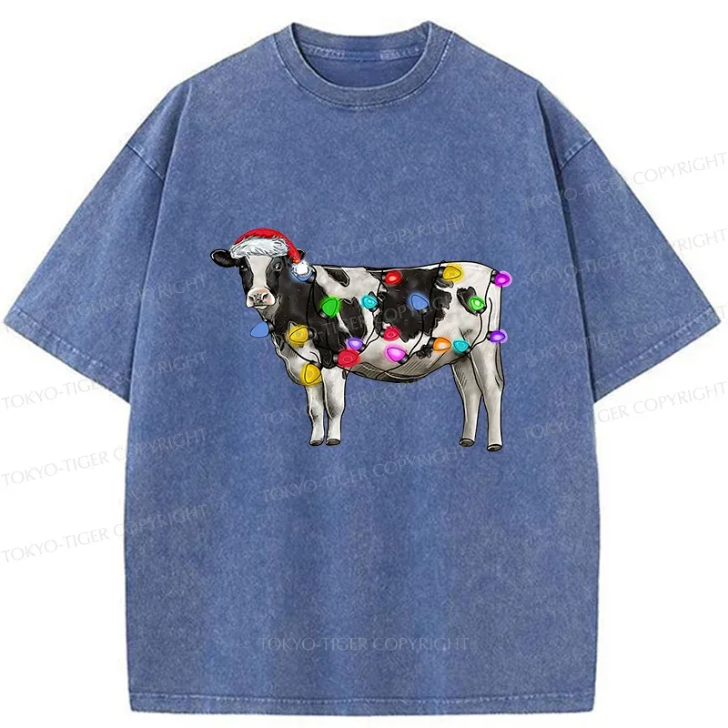 Tokyo-Tiger Christmas Cow Washed T-Shirt