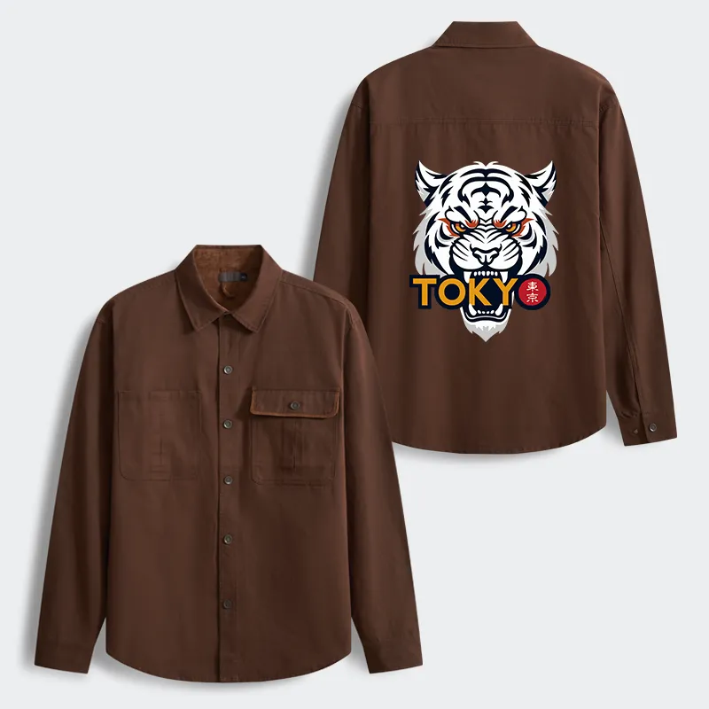 Tokyo-Tiger Logo Men's Corduroy Work Jacket