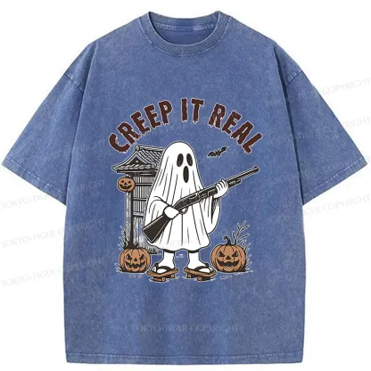 Tokyo-Tiger Halloween Japanese Ghost Washed T-Shirt