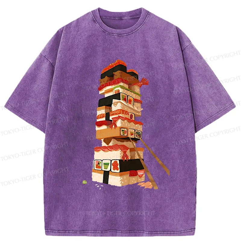 Tokyo-Tiger Sushi Game Washed T-Shirt