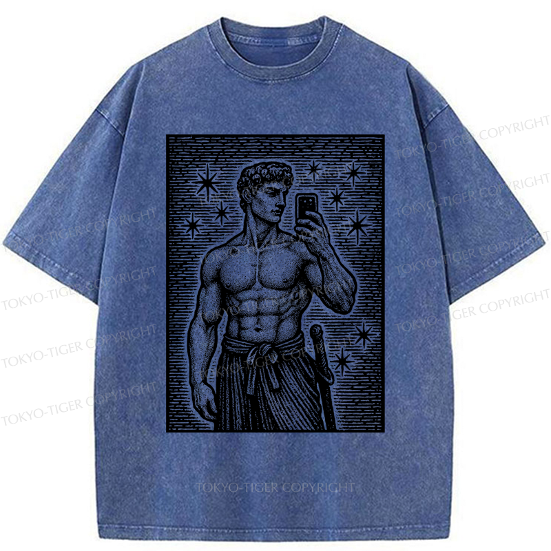 Tokyo-Tiger Workout Selfie David Washed T-Shirt
