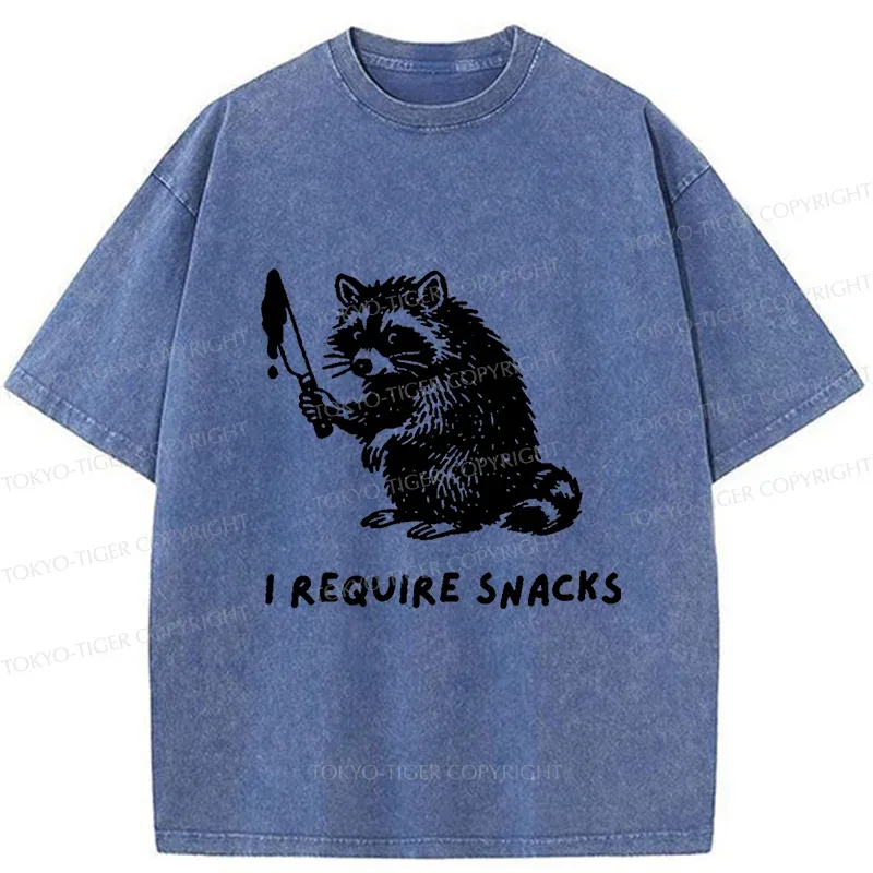 Tokyo-Tiger Raccoons Need Snacks Funny Washed T-Shirt