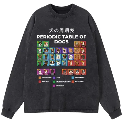 Tokyo-Tiger Periodic Table Of Dogs Washed Long Sleeve T-Shirt