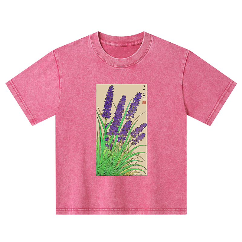 Tokyo-Tiger Japanese Lavender Kids Washed T-Shirt