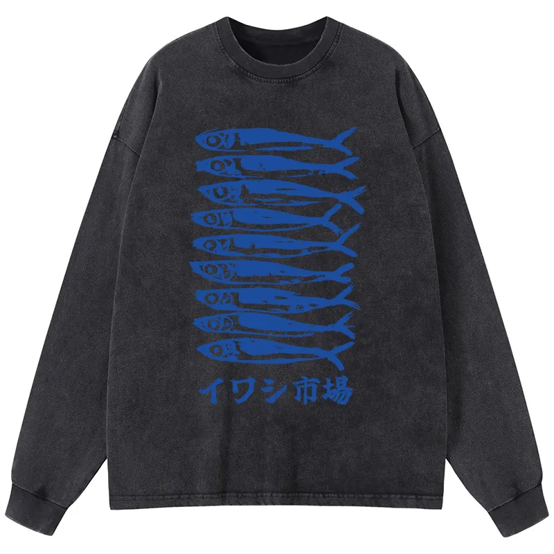 Tokyo-Tiger Sardine Market Washed Long Sleeve T-Shirt