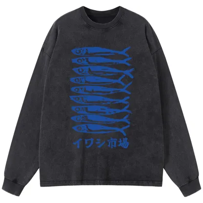Tokyo-Tiger Sardine Market Washed Long Sleeve T-Shirt