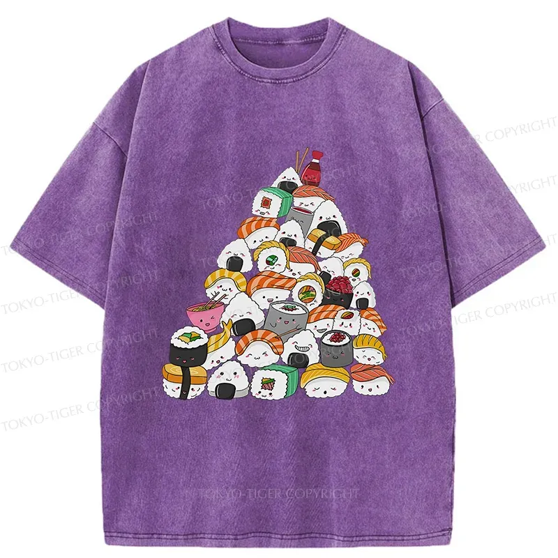 Tokyo-Tiger Christmas Sushi Washed T-Shirt
