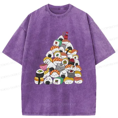 Tokyo-Tiger Christmas Sushi Washed T-Shirt