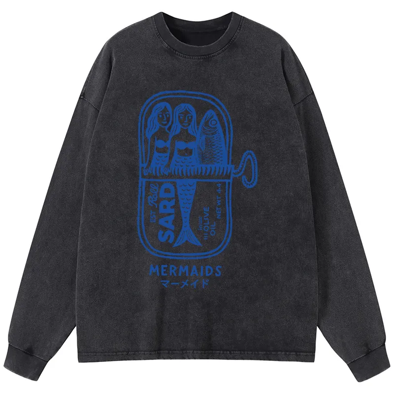 Tokyo-Tiger Mermaid Can Washed Long Sleeve T-Shirt