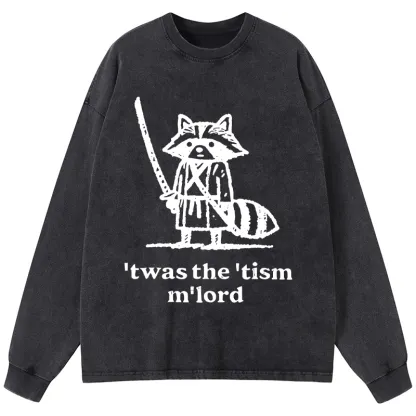 Tokyo-Tiger Focused Samurai Raccoon Washed Long Sleeve T-Shirt