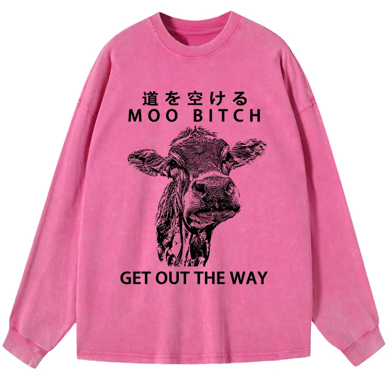 Tokyo-Tiger Funny Cow Washed Long Sleeve T-Shirt