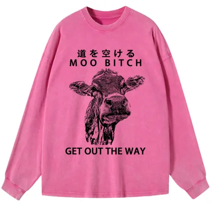 Tokyo-Tiger Funny Cow Washed Long Sleeve T-Shirt