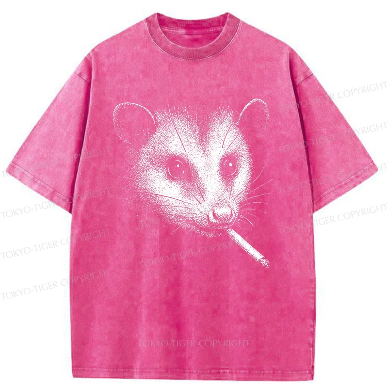 Tokyo-Tiger Possum Smoking Washed T-Shirt