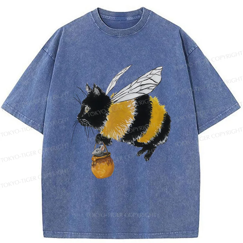 Tokyo-Tiger Catbee Funny Washed T-Shirt