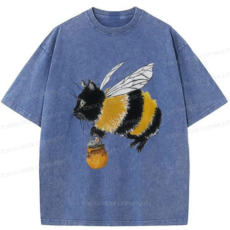 Tokyo-Tiger Catbee Funny Washed T-Shirt