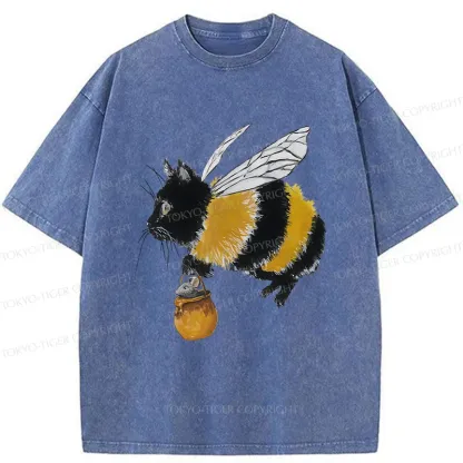 Tokyo-Tiger Catbee Funny Washed T-Shirt
