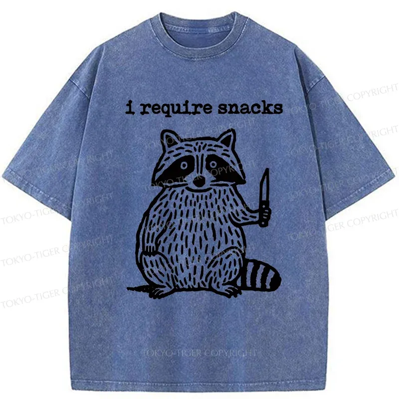 Tokyo-Tiger Silly Raccoon Needs Snacks Washed T-Shirt