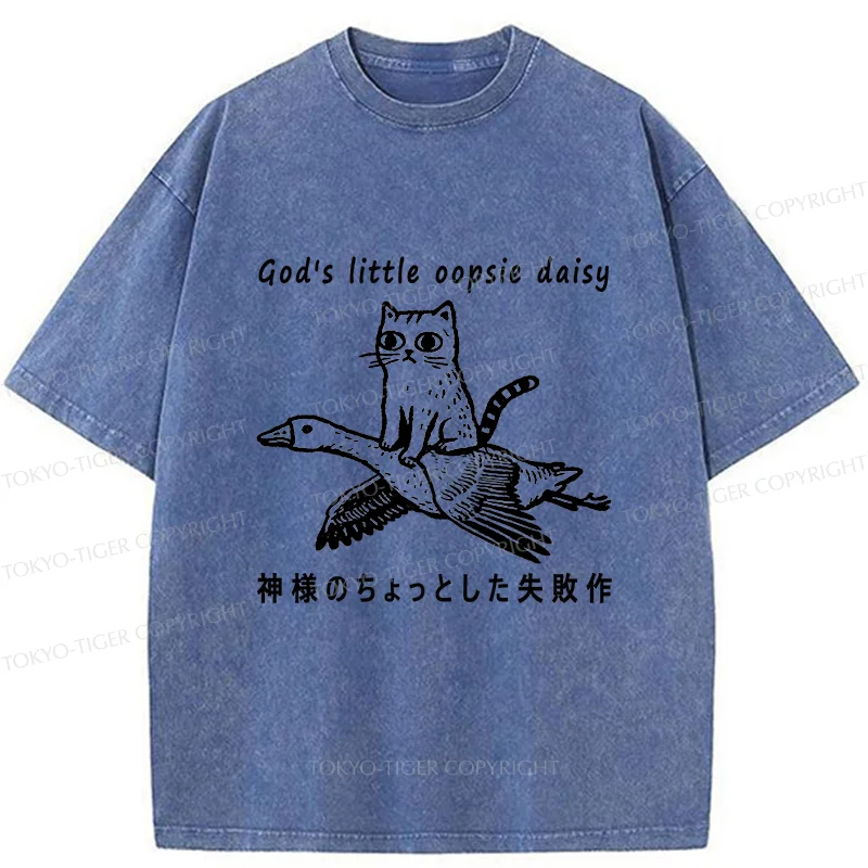 Tokyo-Tiger Little Oopsie Daisy Cat Washed T-Shirt