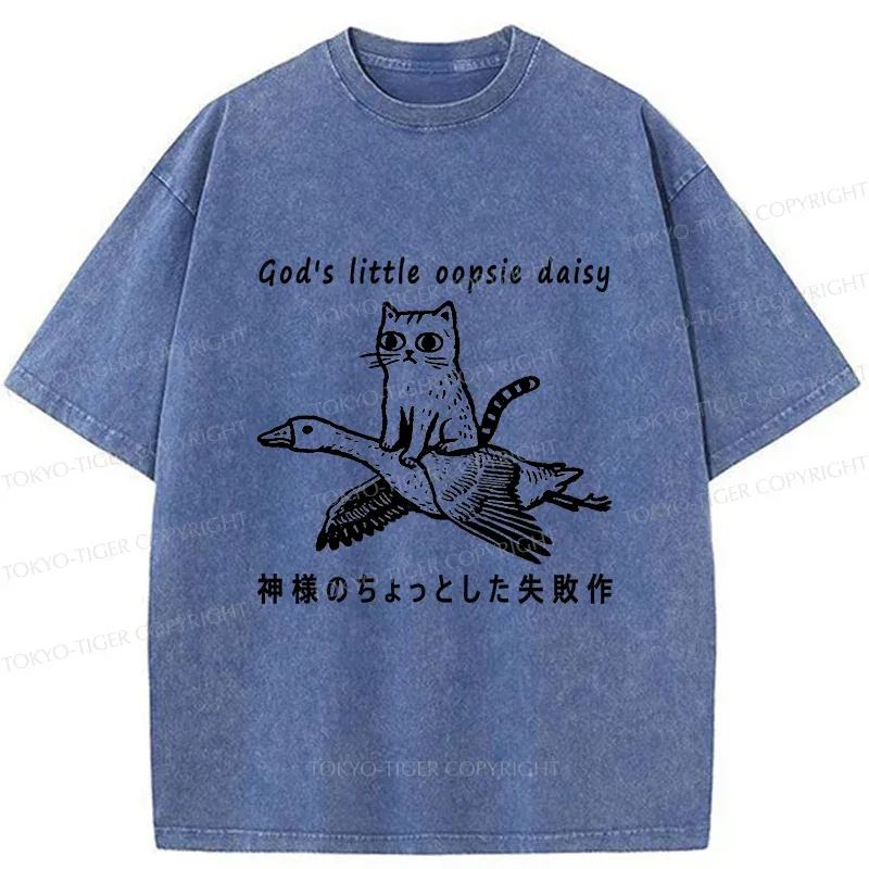 Tokyo-Tiger Little Oopsie Daisy Cat Washed T-Shirt
