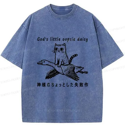 Tokyo-Tiger Little Oopsie Daisy Cat Washed T-Shirt