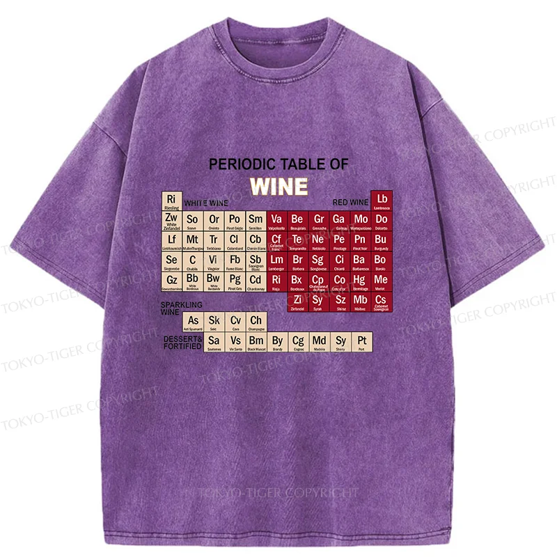 Tokyo-Tiger Table of Elements of Wine Washed T-Shirt